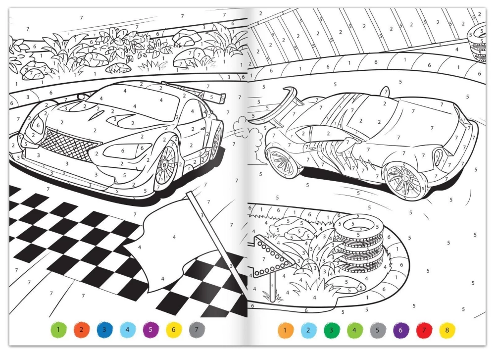 Large Coloring Book by Numbers - Champions Race