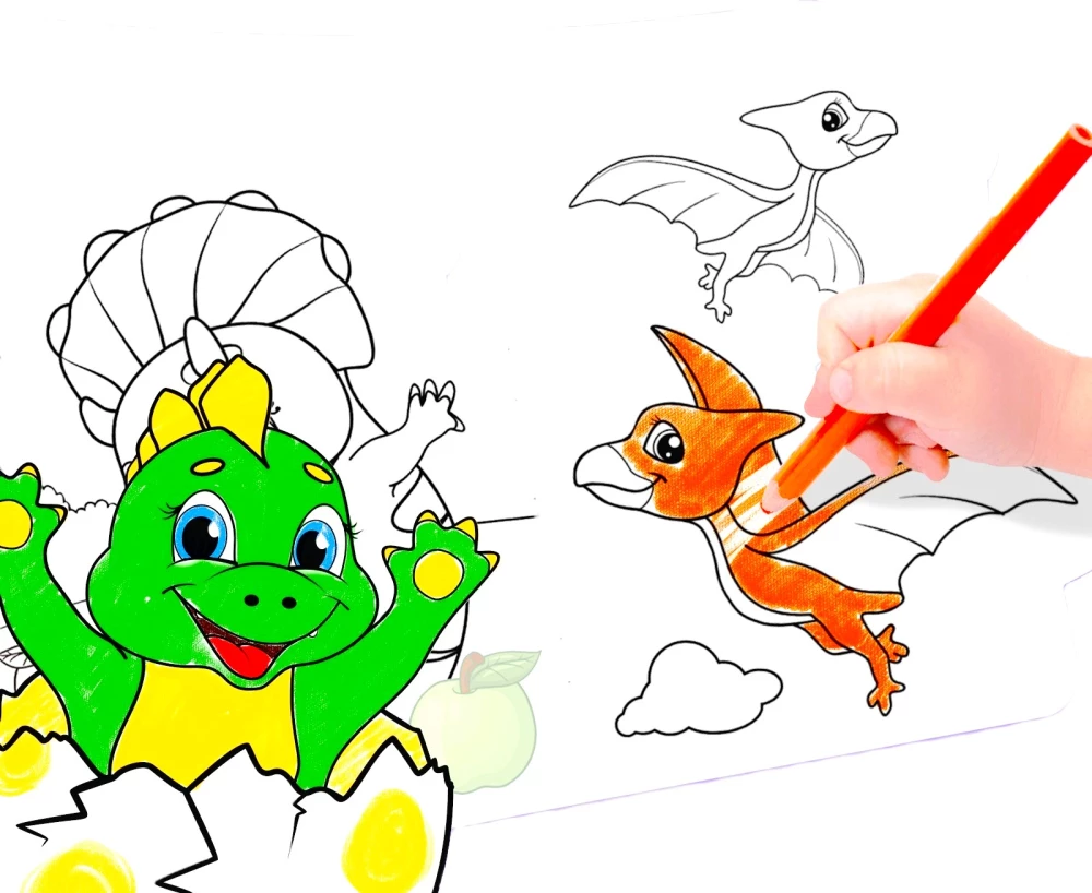 Coloring Book with Stickers - Little Dinosaur