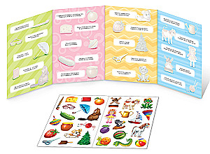 Fold-out Book. Riddles. Reusable Stickers