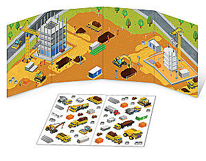 Accordion Book. Reusable Stickers. Construction Vehicles