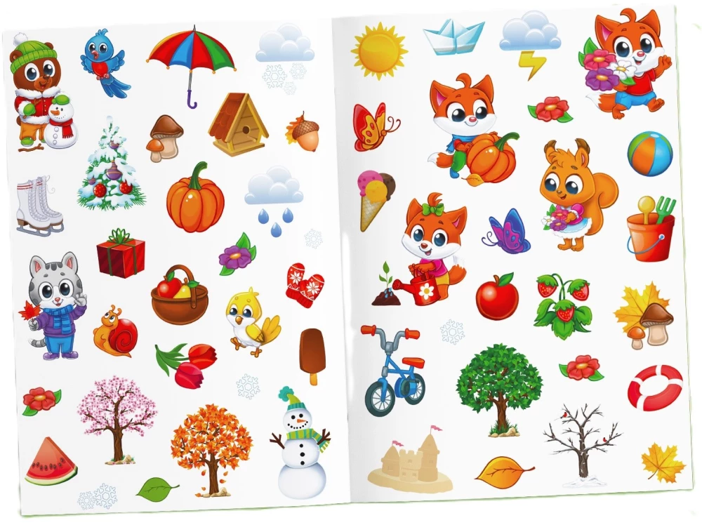 Educational Stickers. Winter. Spring. Summer. Autumn