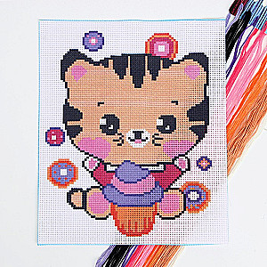 Cross Stitch - Kitten with Cupcake (20x25)