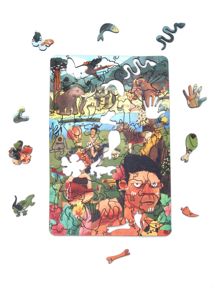 Wooden Puzzle Once Upon a Time. Cave People (100 pieces)