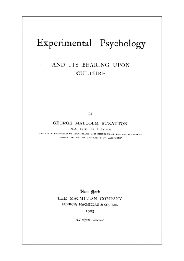 Experimental Psychology