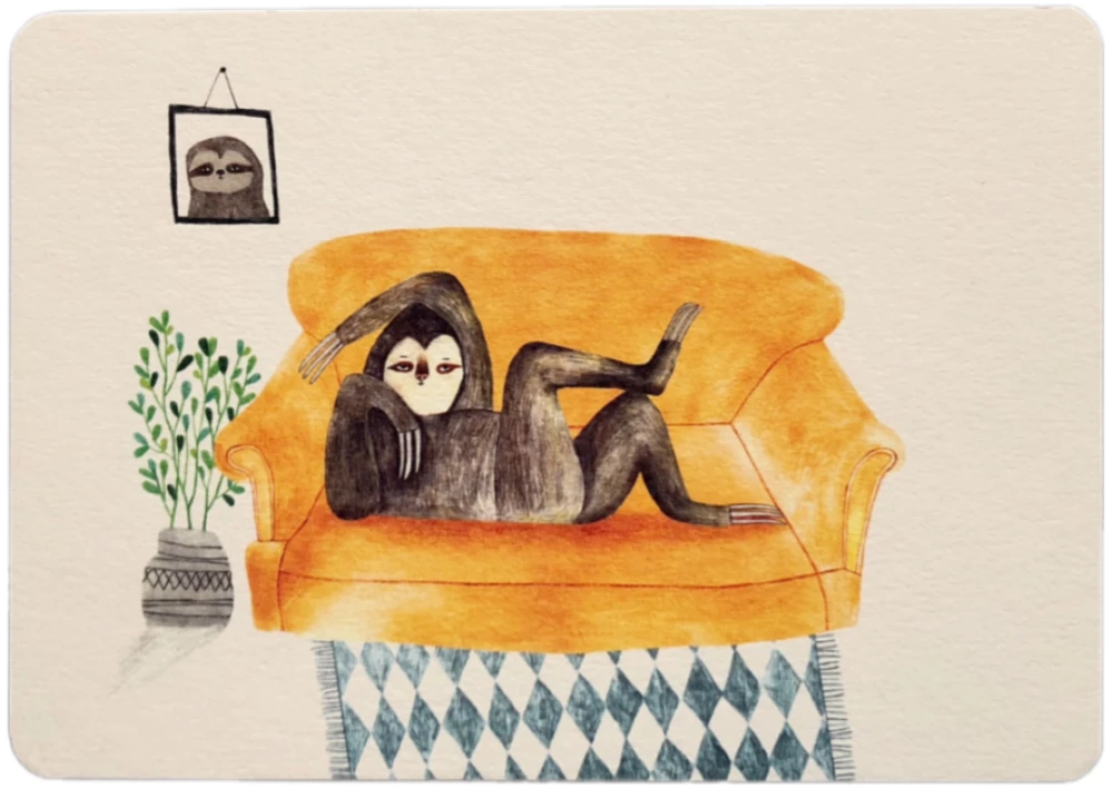 Postcard - Sloth on the Couch