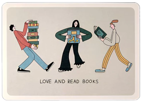 Postcard - Love and read books