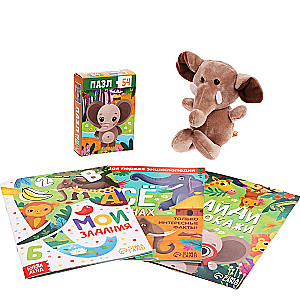 Set (3 in 1) - Little Elephant Topa, 3 books, puzzle