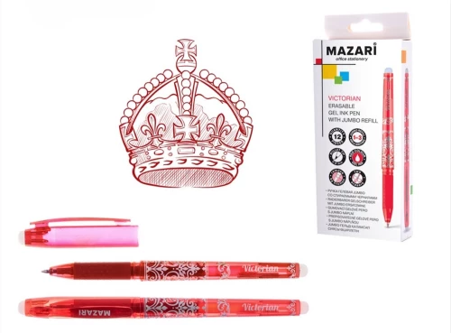 Jumbo Gel Pen with Erasable Ink Victorian, Red, 0.5 mm