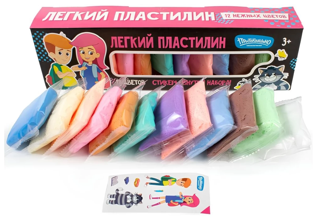 Light Plasticine - Prostokvashino, 12 Gentle Colors