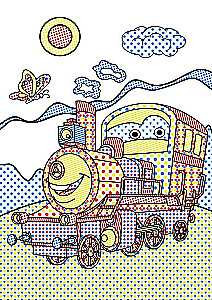 Magic Water Coloring. Trains