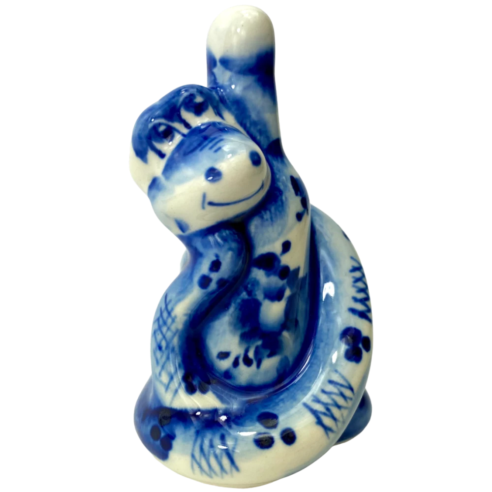 Porcelain figurine - Snake - with a bottle (9x6)