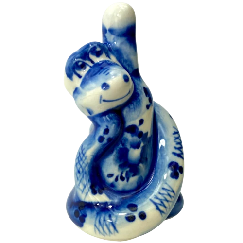 Porcelain figurine - Snake - with a bottle (9x6)