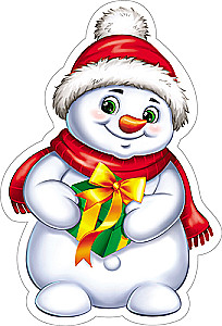 Cut-out figure. Snowman with a gift