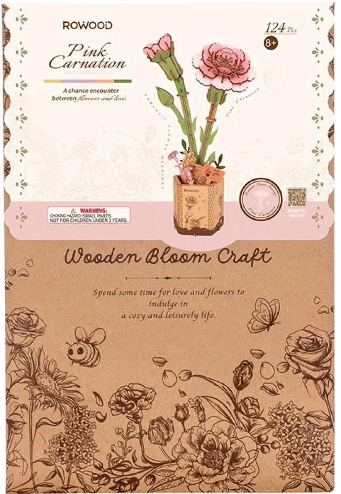 Wooden Puzzle - Pink Carnation