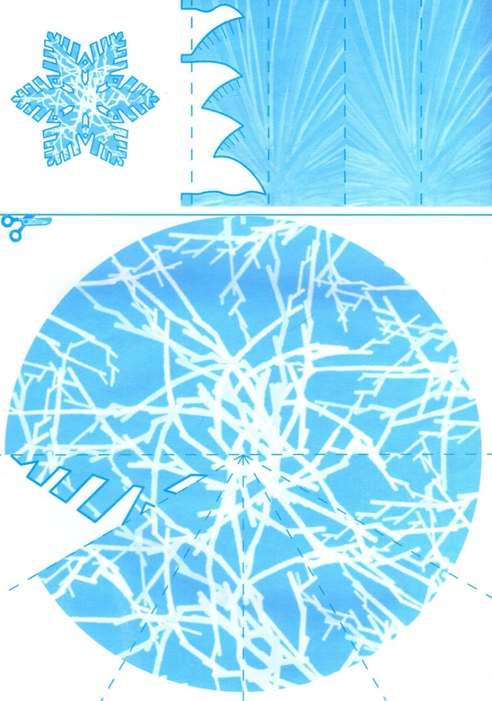 Simple Snowflakes. Cutting Out of Paper (8 Snowflakes, 2 Garlands)