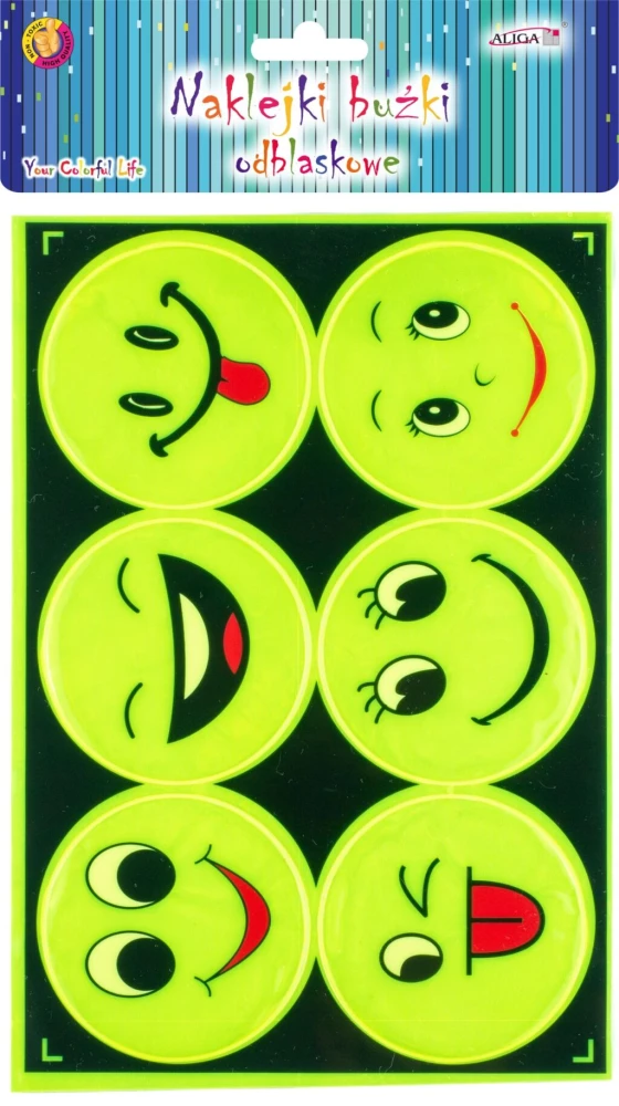 Stickers - Reflective Smiley Faces, 6 pieces