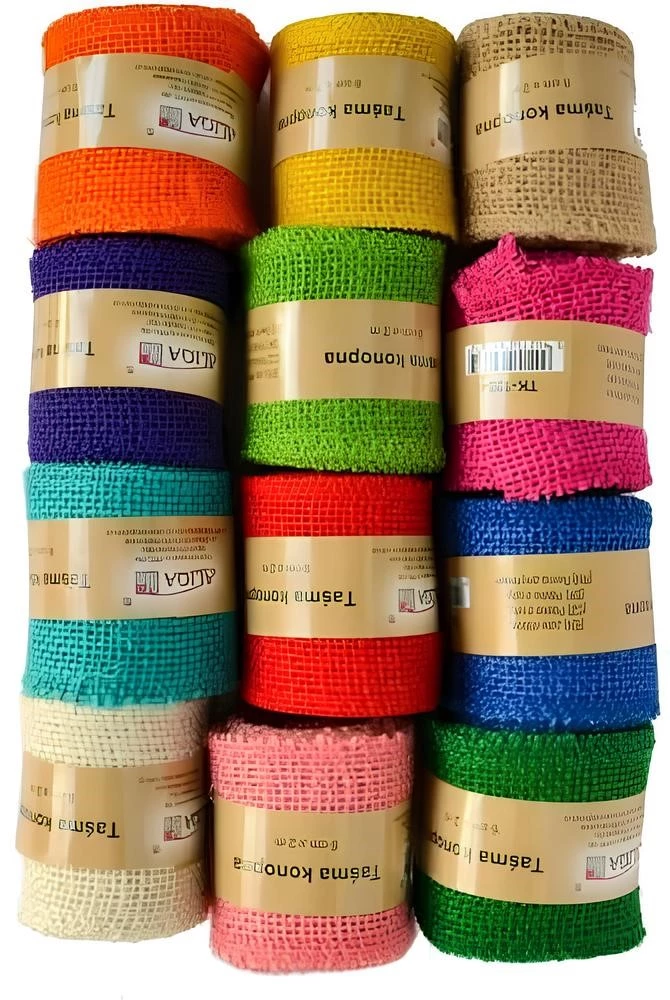 Decorative ribbon - Jute, 12 colors assorted