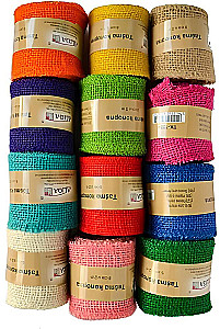 Decorative ribbon - Jute, 12 colors assorted