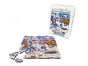 Shaped Wooden Puzzle - Blue Cats - Winter in Kotofeevka, 63 pieces