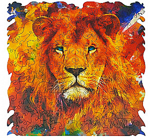 Shaped Wooden Puzzle - ANIMAL ART. Lion, 112 pieces