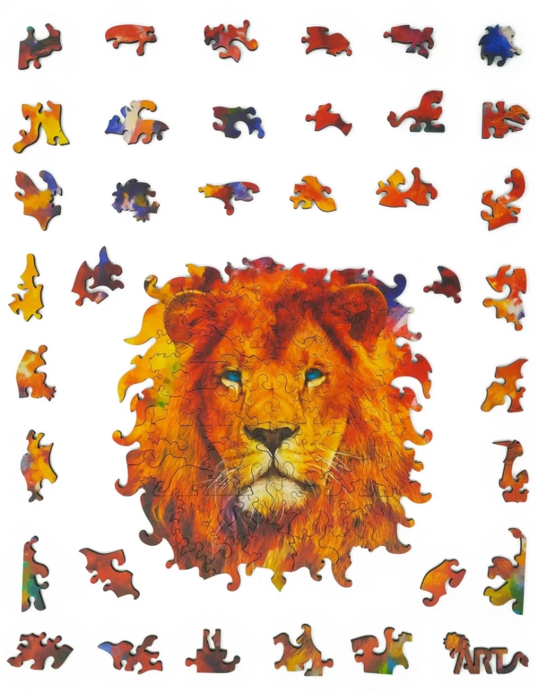 Shaped Wooden Puzzle - ANIMAL ART. Lion, 112 pieces