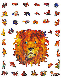 Shaped Wooden Puzzle - ANIMAL ART. Lion, 112 pieces