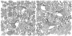 Coloring Book. Birds of Happiness. Color Your World and Add the Colors of Life