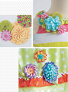 Flowers from ribbons, fabric, and braid. Fashionable accessories made by hand