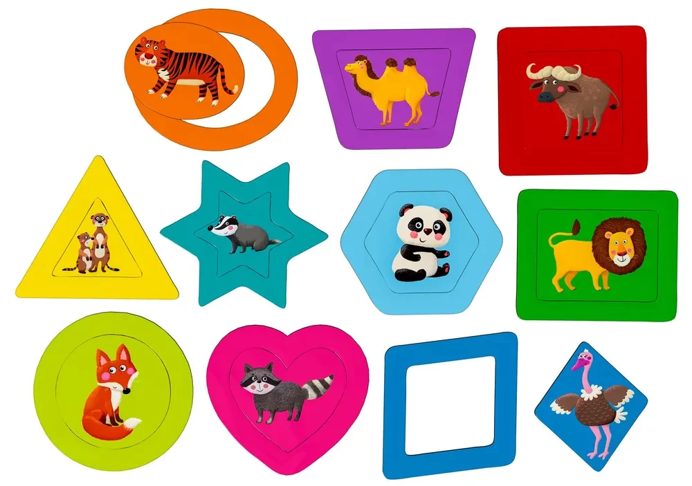 IQ Wooden Puzzle. Shapes and Colors