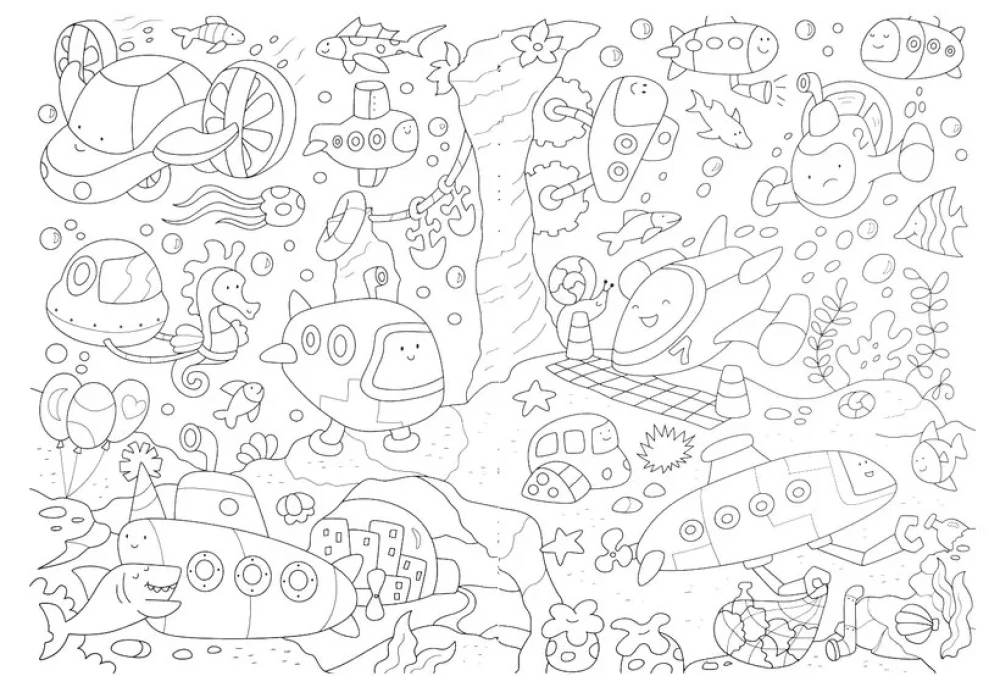 Coloring Book-Wimmelbuch. The World of Machines