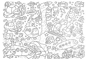 Coloring Book-Wimmelbuch. The World of Machines