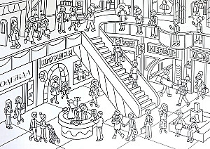 Coloring Book-Wimmelbuch. Fun City