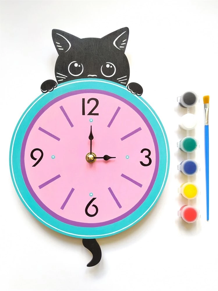 Creative Set - Paintable Clock. Kitty