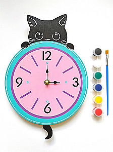 Creative Set - Paintable Clock. Kitty