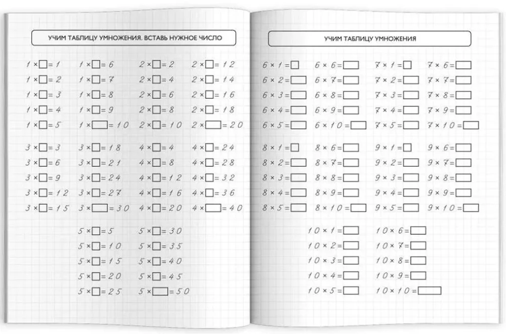 Math Trainer. Multiplication Table