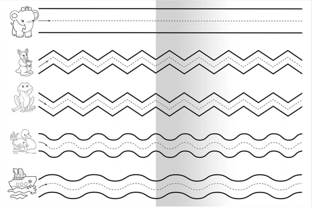 For Kindergarten. Writing Practice. We Outline and Draw Correctly