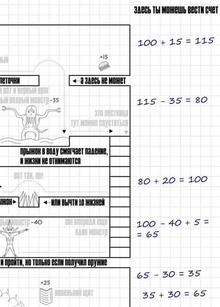 Отважный герой в темном подземелье монстров: считай и побеждай