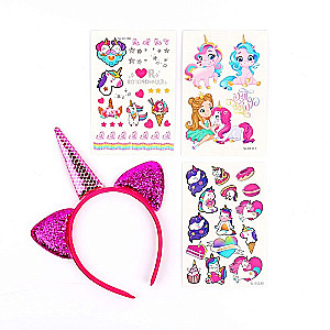 Set of children's tattoos with a headband - Unicorn