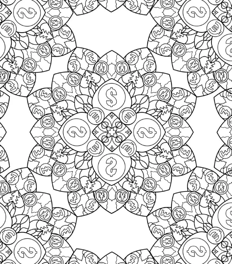 Money Mandalas. Anti-stress Coloring Book for Attracting Wealth