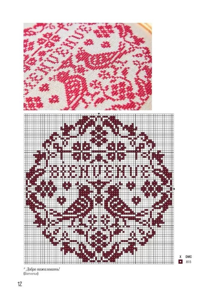 French Cross Stitch. Red Monochromes by Isabelle Vautier