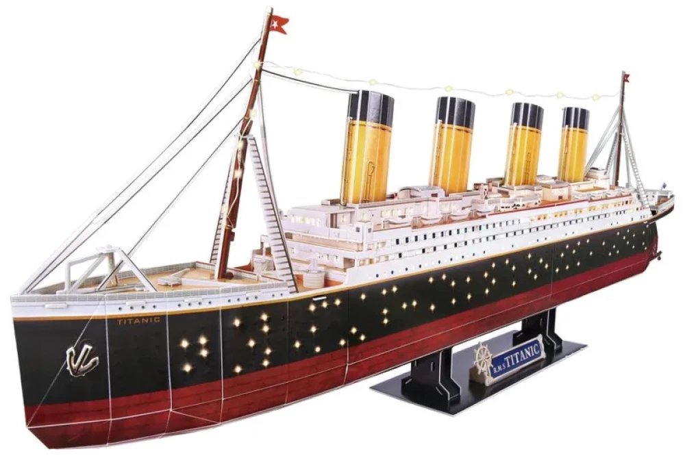 3D Puzzle - Titanic with LED Lighting, 266 Pieces