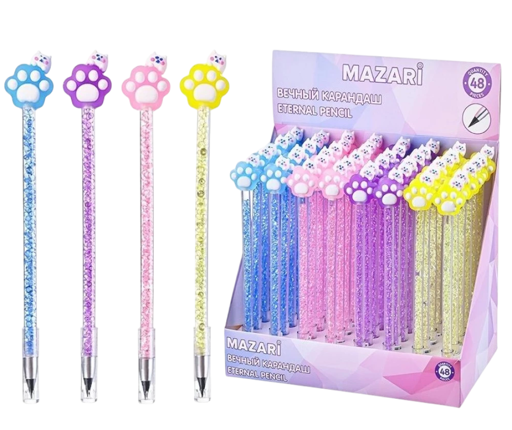 Eternal pencil - PAWS, with crystals inside the case (assorted)