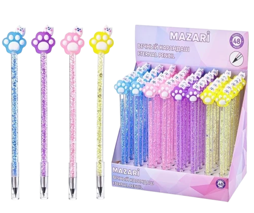 Eternal pencil - PAWS, with crystals inside the case (assorted)