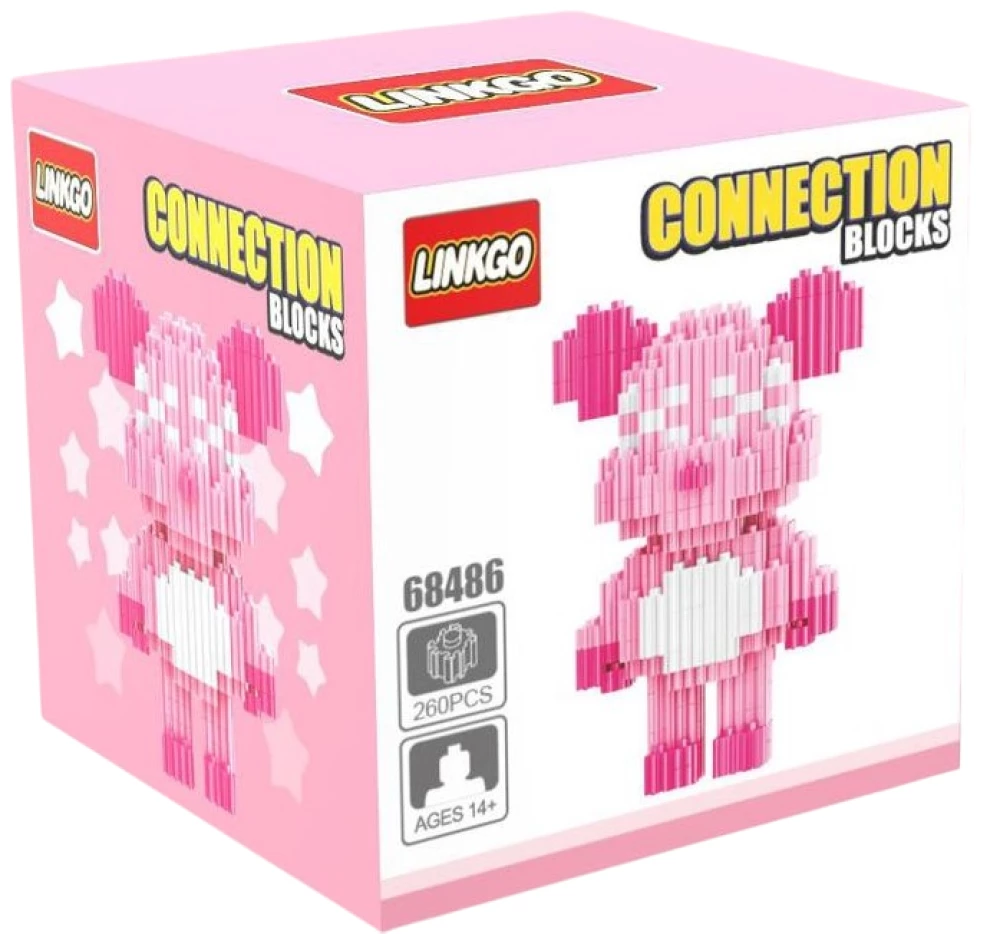 3D Constructor - Pink Bear, 260 Pieces