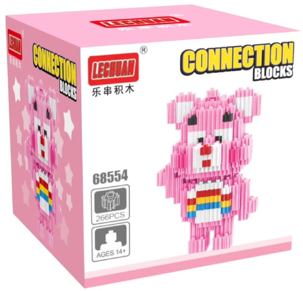 3D Constructor - Pink Bear, 266 pieces