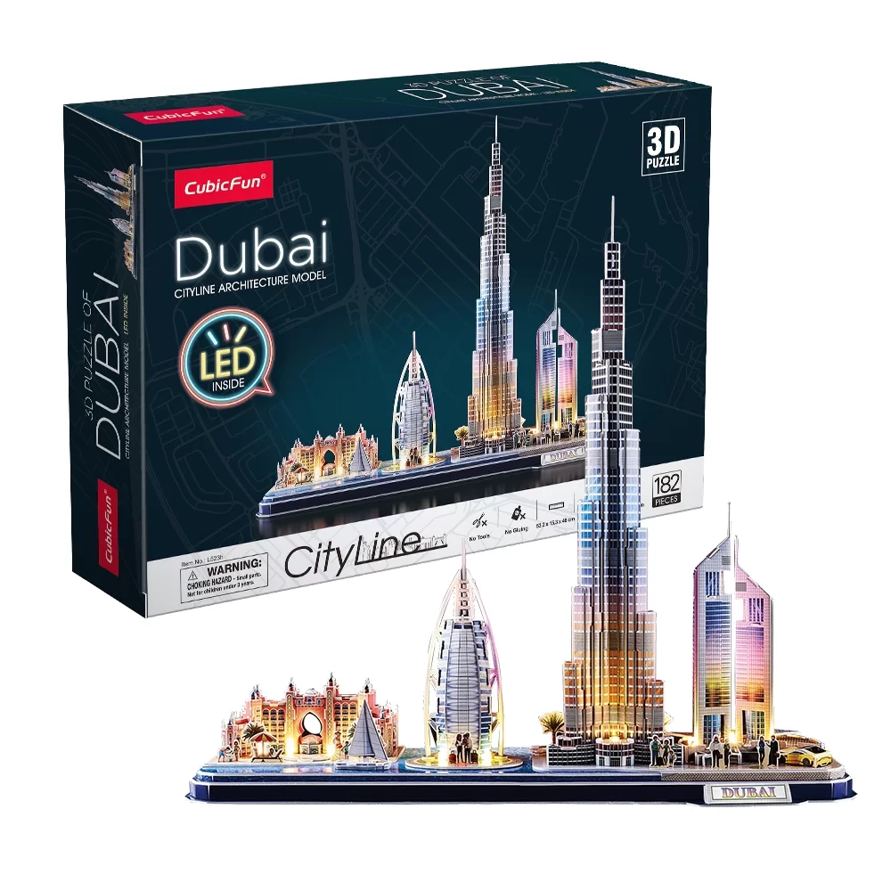 3D puzzle Dubai with LED backlight, 182 pieces