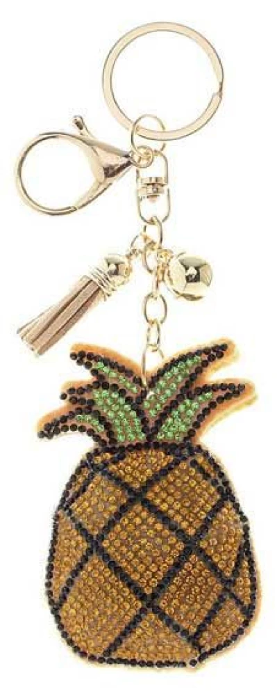 PINEAPPLE Keychain with Rhinestones, Assorted 6 Colors