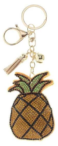 PINEAPPLE Keychain with Rhinestones, Assorted 6 Colors