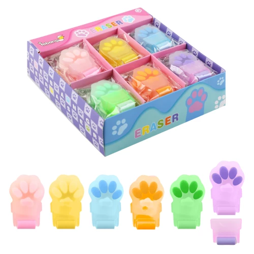 Eraser with Roller - Paws (assorted, 6 colors)