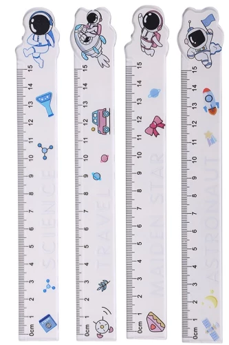 Plastic ruler 15 cm, assorted 4 designs